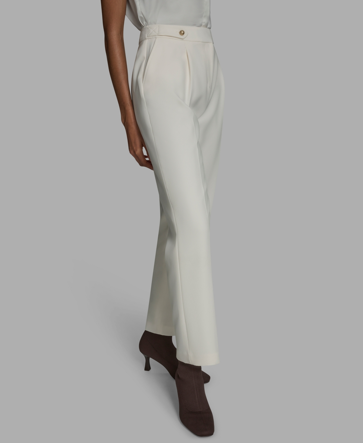 Bcbg Women's Pleated High Rise Wide Leg Pants In White