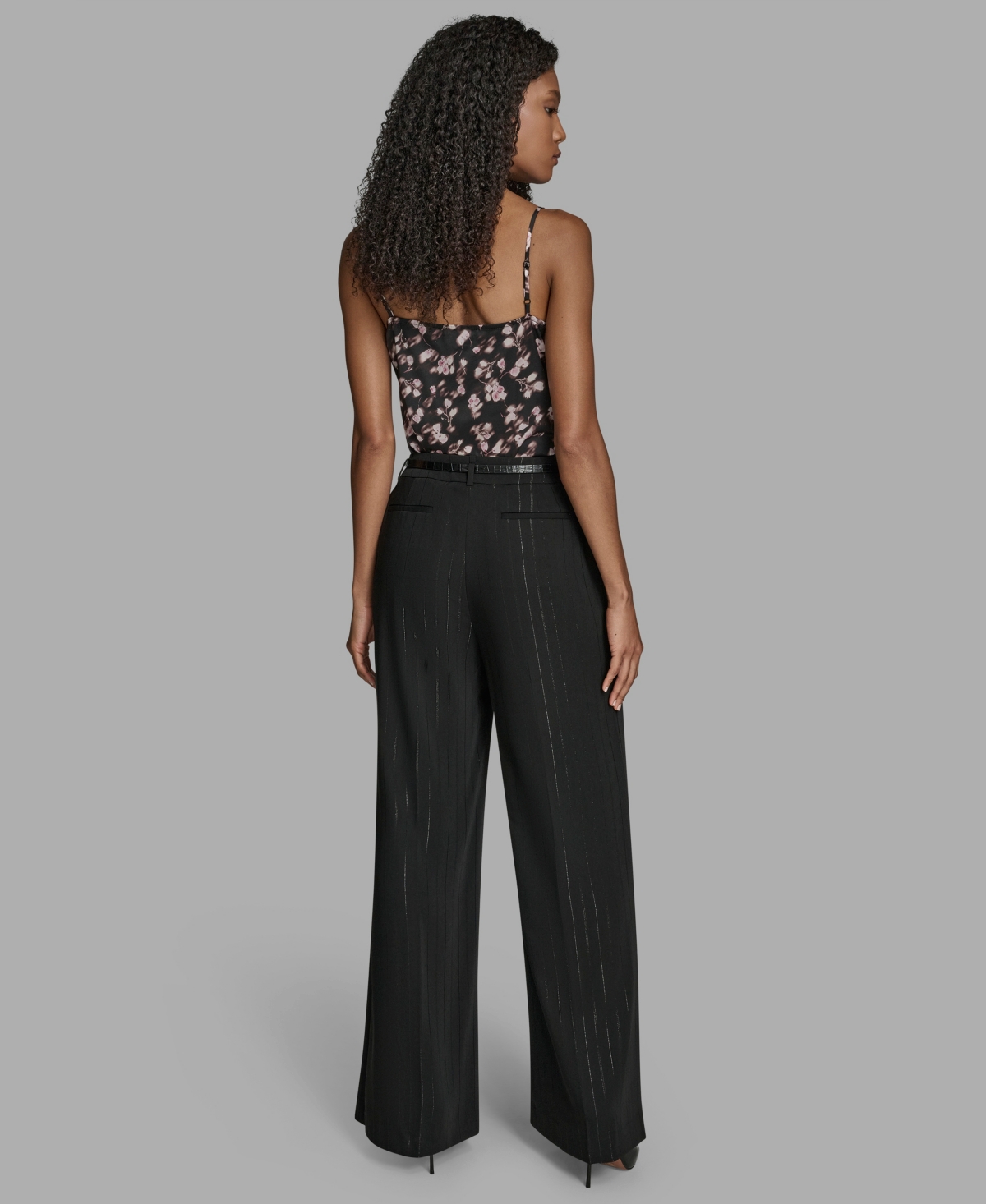 Bcbg Women's Pinstripe High Rise Wide Leg Pants In Black