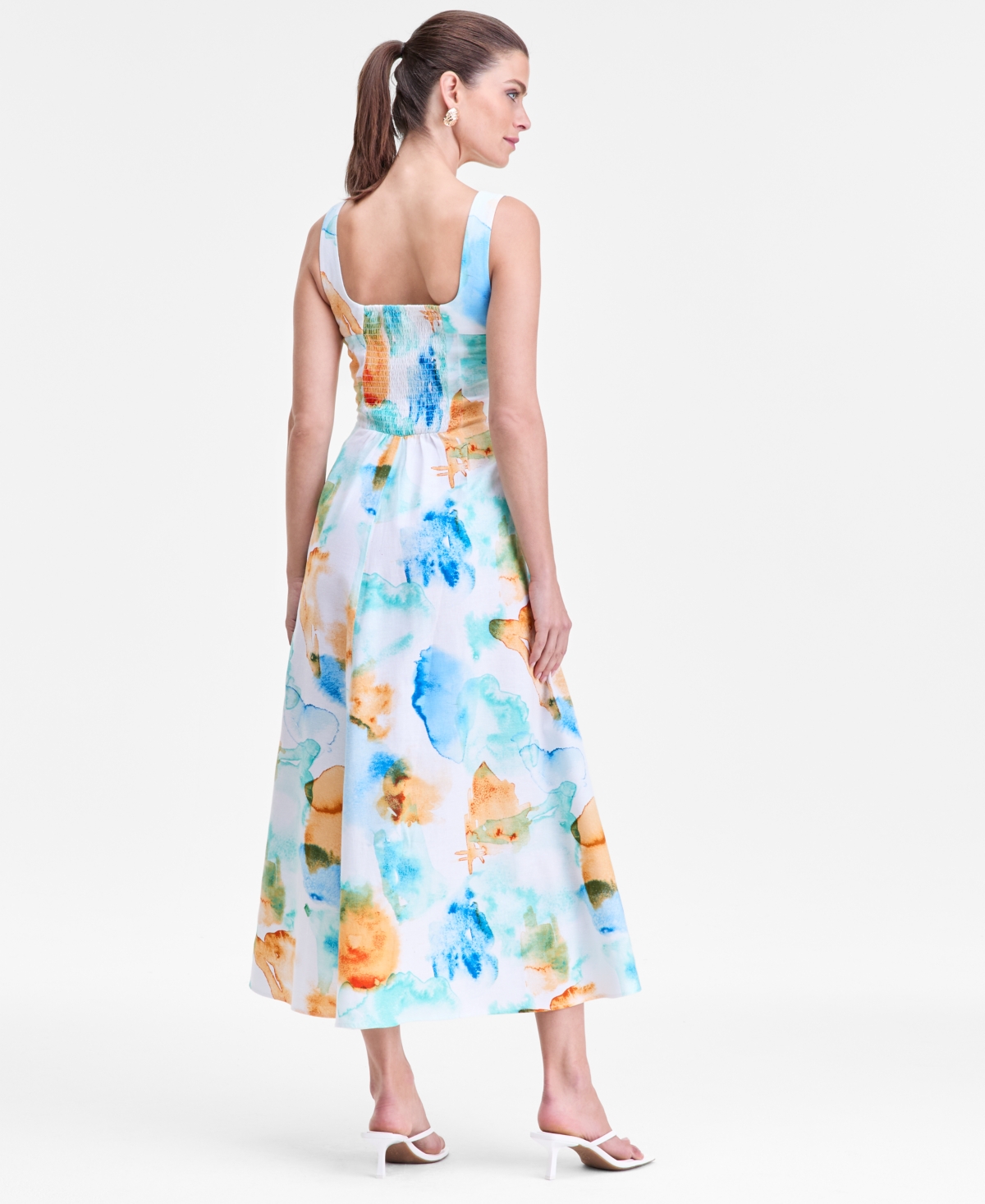 Inc International Concepts Women's Bailey Square-neck Dress, Macy's Exclusive In Blue