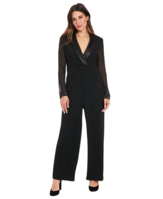 London Times - Women's Long Sleeve Tuxedo Jumpsuit