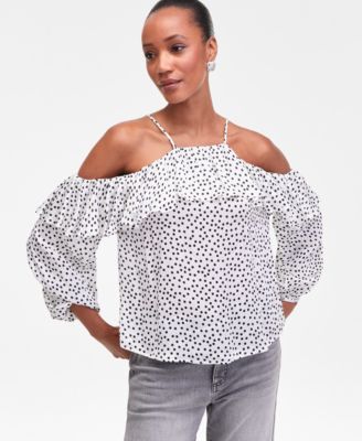 I.N.C. International Concepts - Women's Cold-Shoulder Ruffle-Trim Blouse