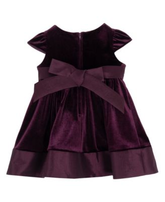 Baby Girls' Velvet Cap Sleeves Bodice Dress and Diaper Cover, 2-Piece Set