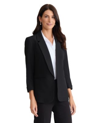Women's Notched Collar Jacket with Rolled Sleeves