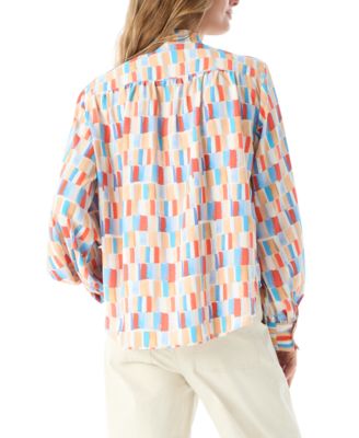 DO by Women's Printed Stand Collar Long Sleeve Top