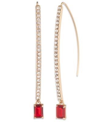 Glass Pave Stone Silver-Tone Threader Earrings (also in Gold-Tone)