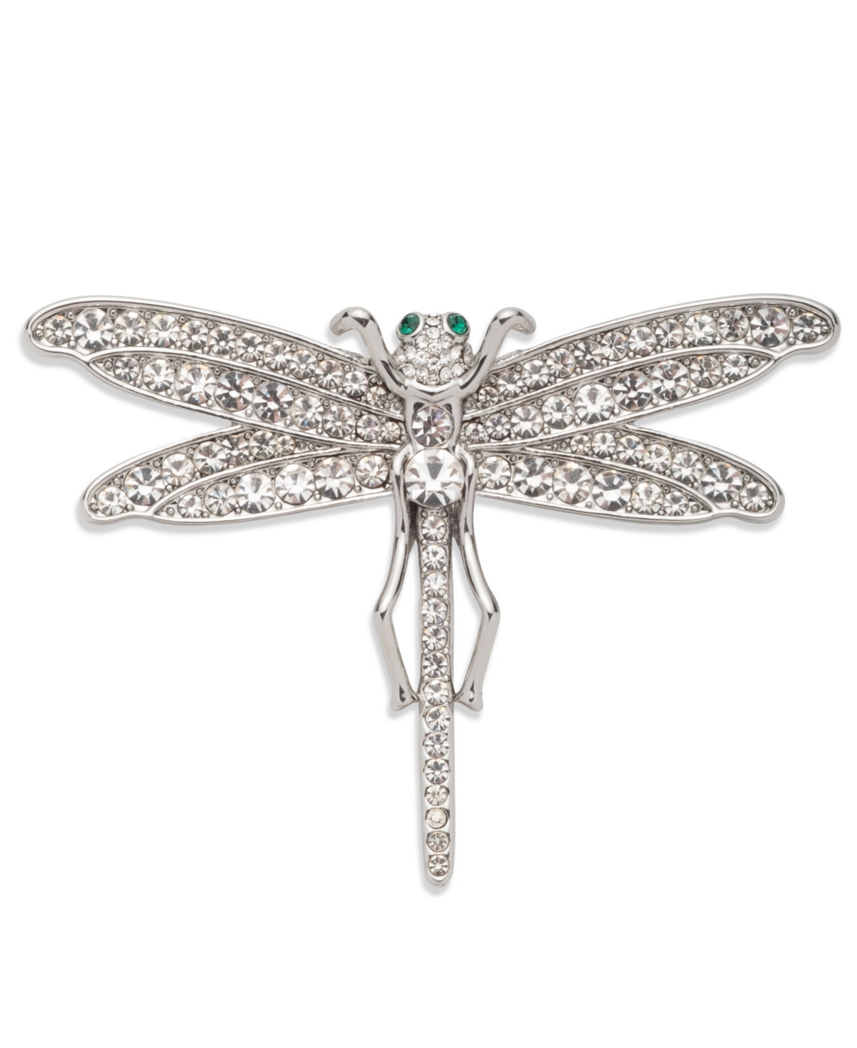 Ralph Lauren Silver-tone Crystal Dragonfly Pin In Silver