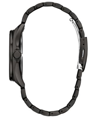 Men's Sport Casual Black-Tone Stainless Steel Bracelet Watch 42mm