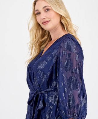 Plus Size Metallic Tiered High-Low Maxi Dress