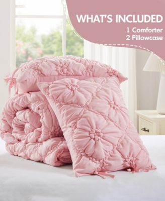 Lily Floral Embroidery 3-Pc. Comforter Set, Full/Queen