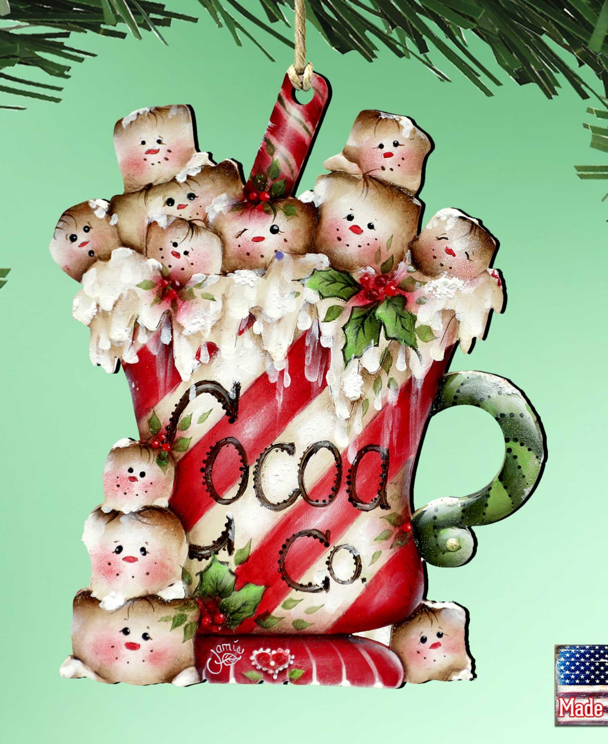 Designocracy Marshmallow Cocoa Co Ornament In Multi