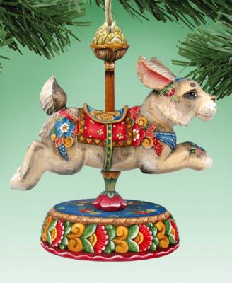 Carousel Bunny Wooden Ornament