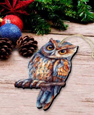 Alaskan Great Horned Owl Wooden Ornament