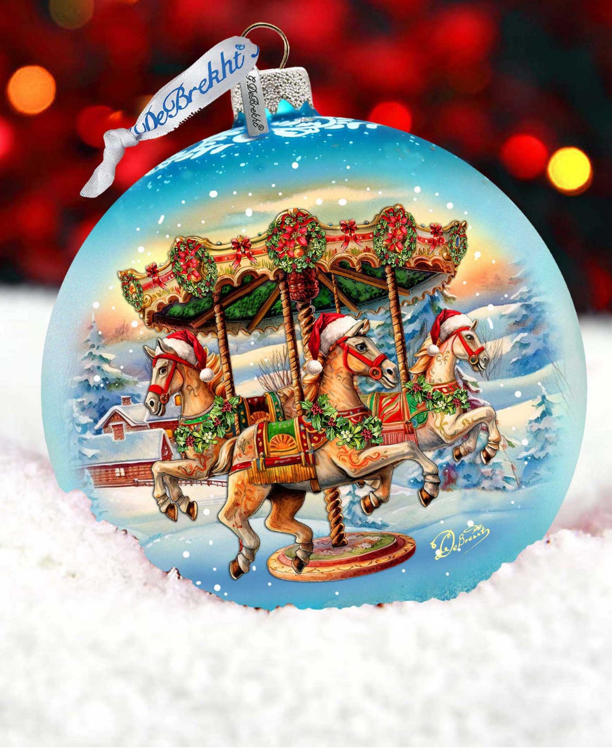 G.debrekht G. Debrekht Winter Carousel Le Glass Christmas Ornament In Multi