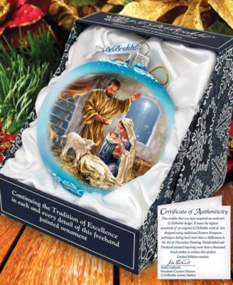 A Child Is Born Nativity LE Glass Ornament