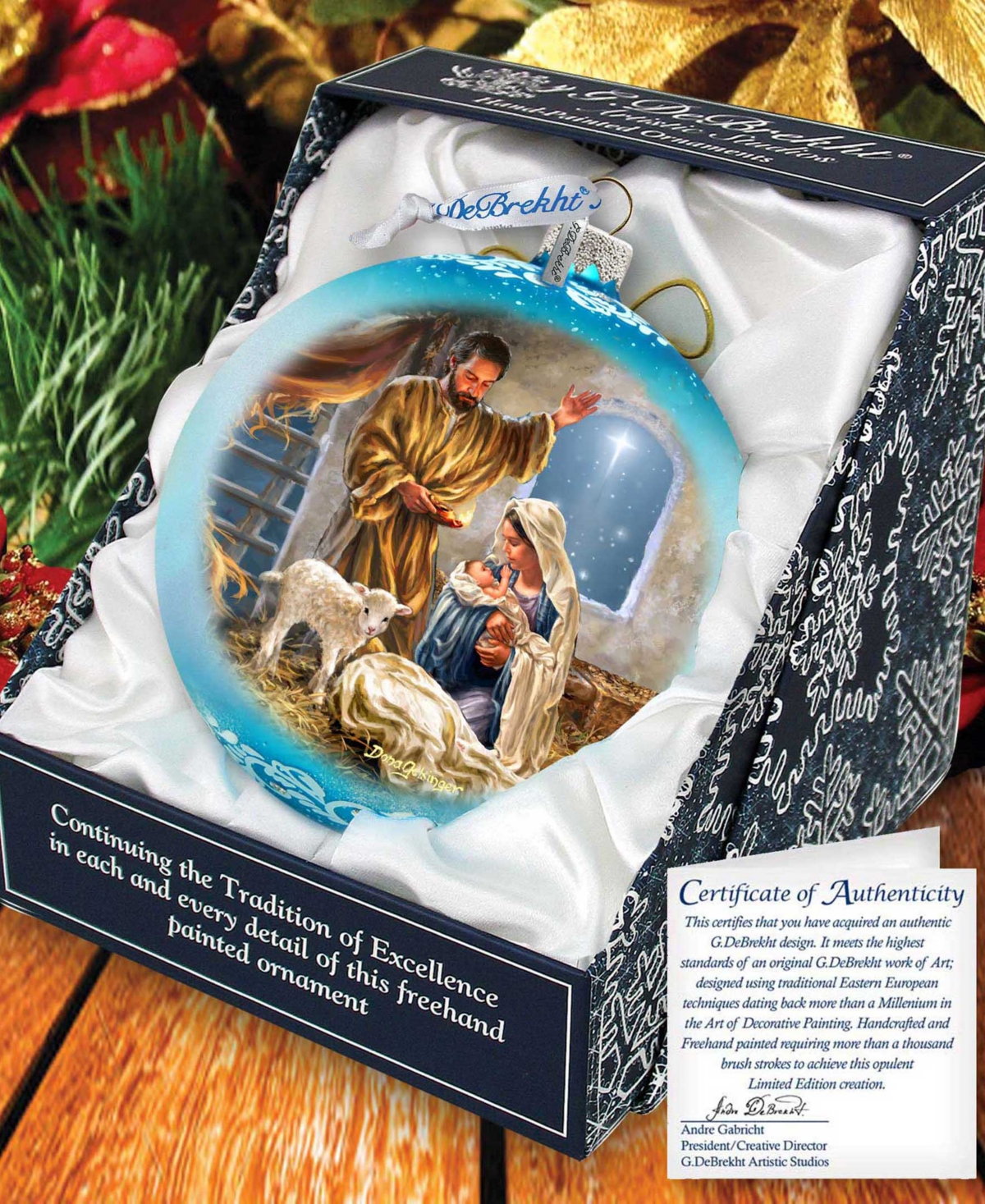 G.debrekht G. Debrekht A Child Is Born Nativity Le Glass Ornament In Multi