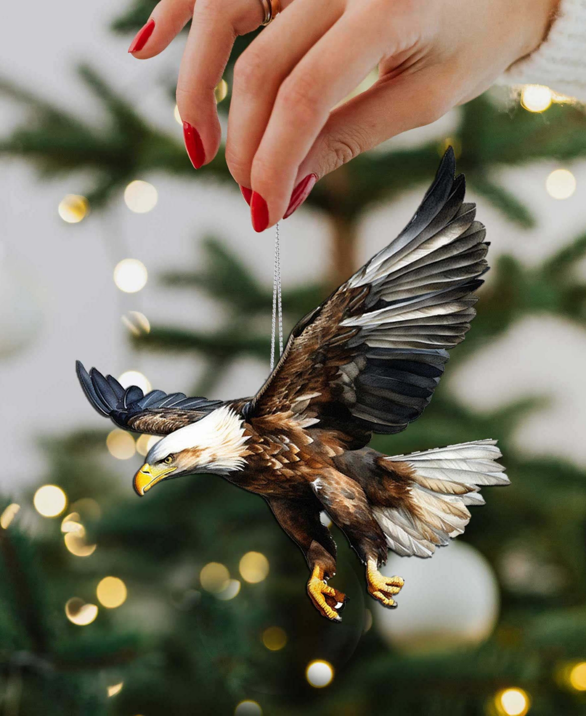 Designocracy Alaskan Eagles Wooden Ornaments, Set Of 4 In Multi