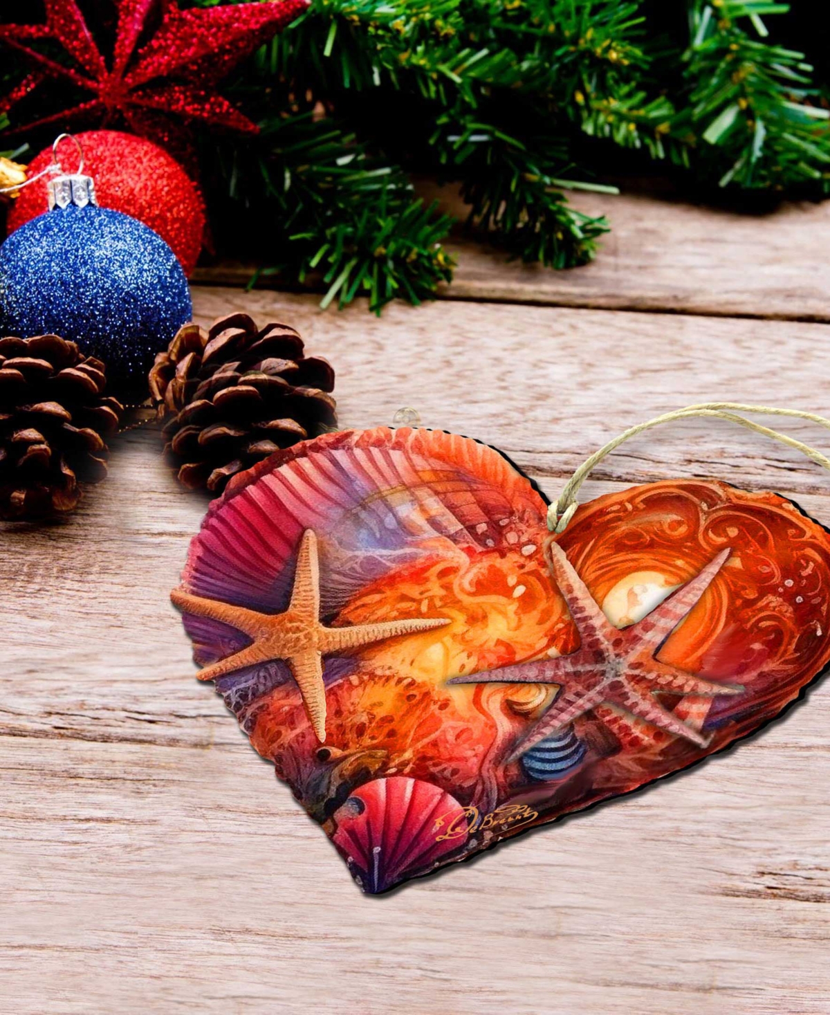 Designocracy Heart Christmas Wooden Ornament In Multi