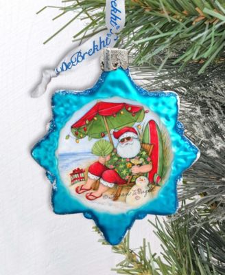 Santa on Beach Glass Ornament by S. Winget