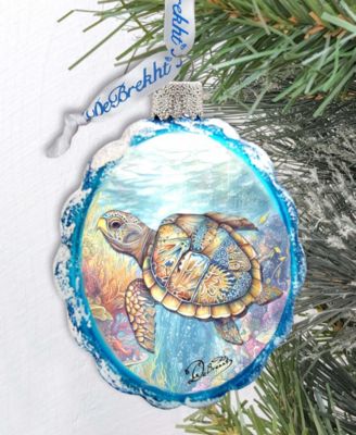 Turtle Christmas Glass Ornament