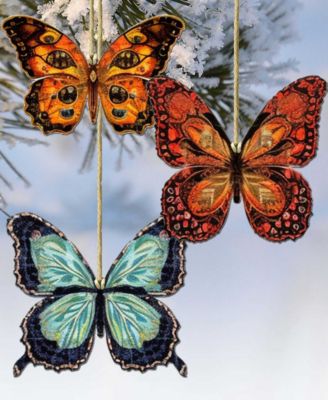 Summer Butterfly Wooden Ornaments, Set of 3