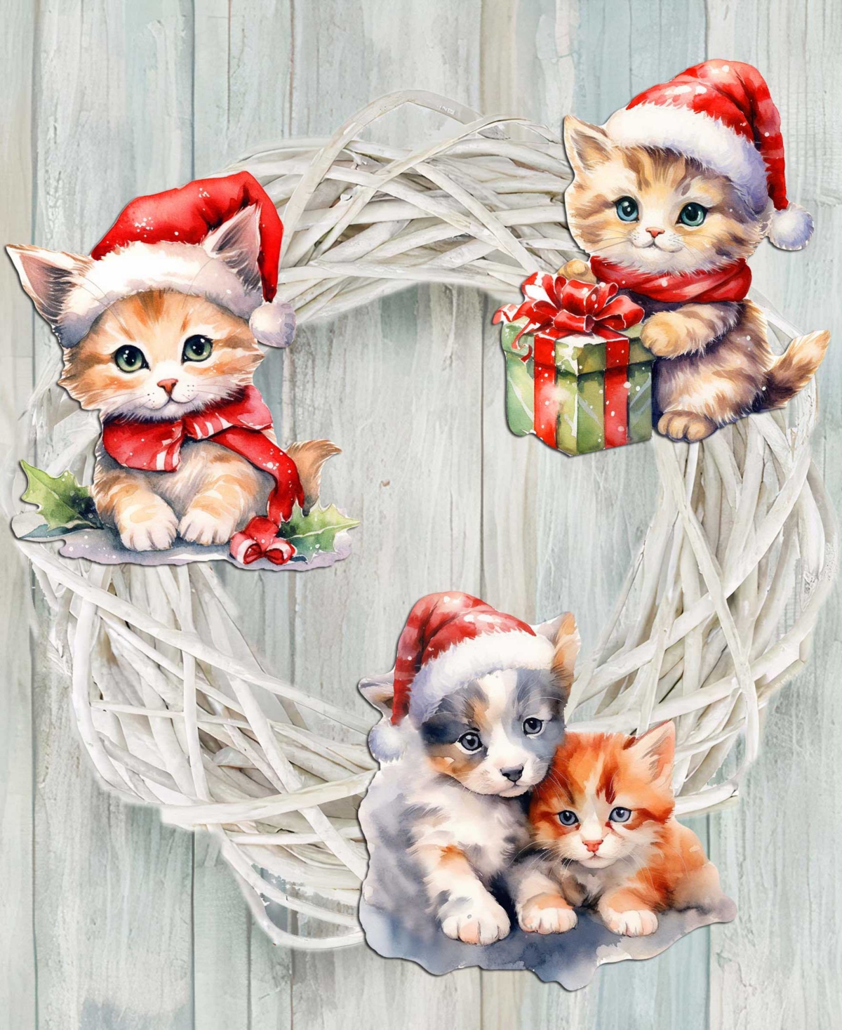 Designocracy Christmas Cats Clip Ornaments, Set 3 In Multi