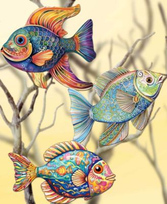Fish Wooden Clip-on Ornaments, Set of 3
