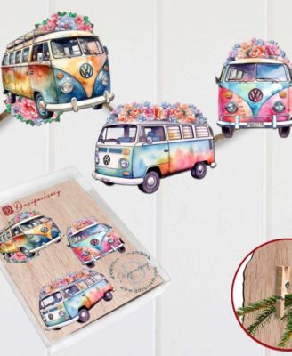 Volkswagen Vans Wooden Clip Ornaments, Set of 3