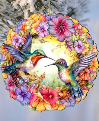 Hummingbirds Wreath Christmas Ornament