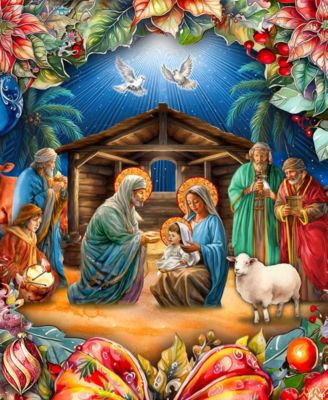 Nativity Wreath Holiday Door D&eacute;cor