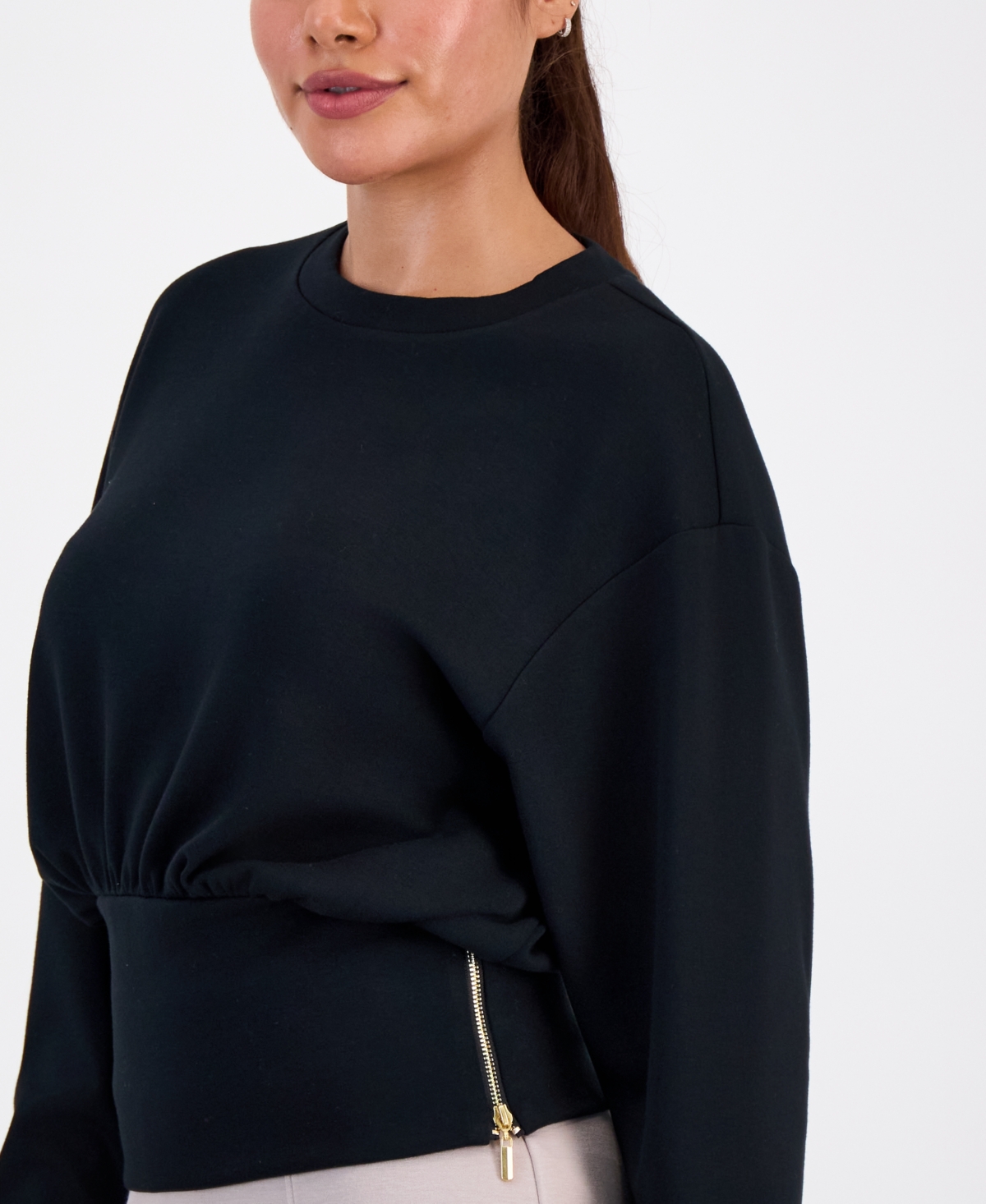 Inc International Concepts Petite Banded-hem Sweatshirt, Macy's Exclusive In Blue