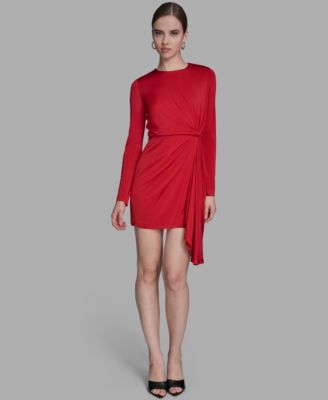 BCBG - Women's Side Knot Long Sleeve Sheath Dress
