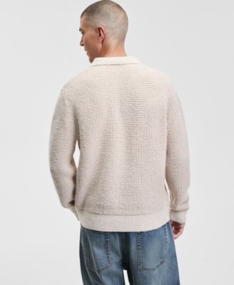 Men's Long Sleeve Waffle-Knit Polo Sweater, Macy's Exclusive