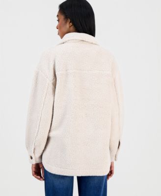 Juniors' Collared Long-Sleeve Plaid Shacket