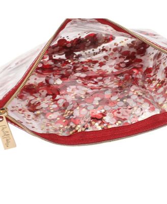 Spirit Squad Confetti Everything Pouch Makeup Bag Travel BagCosmetic Bag for Women (Red)