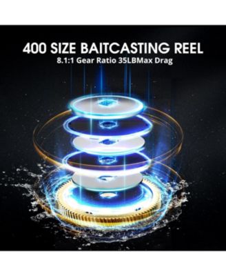 Alijoz 400 Baitcaster Fishing Reel, 38Lbs Max Drag Baitcasting Reel, 6.6:1/8.1:1 Gear Ratio, Freshwater, Saltwater Low Profile Casting Reel for Musky