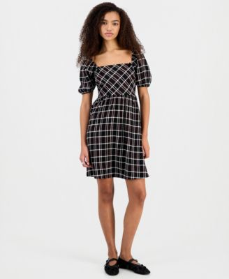 Self Esteem - Juniors' Short-Sleeve Square-Neck Mini Dress