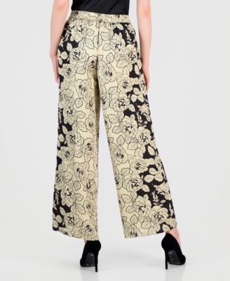Women's Printed Pull-On Wide-Leg Pants