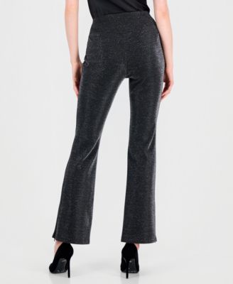 Women's Pull-On High-Rise Flare-Leg Metallic Pants 