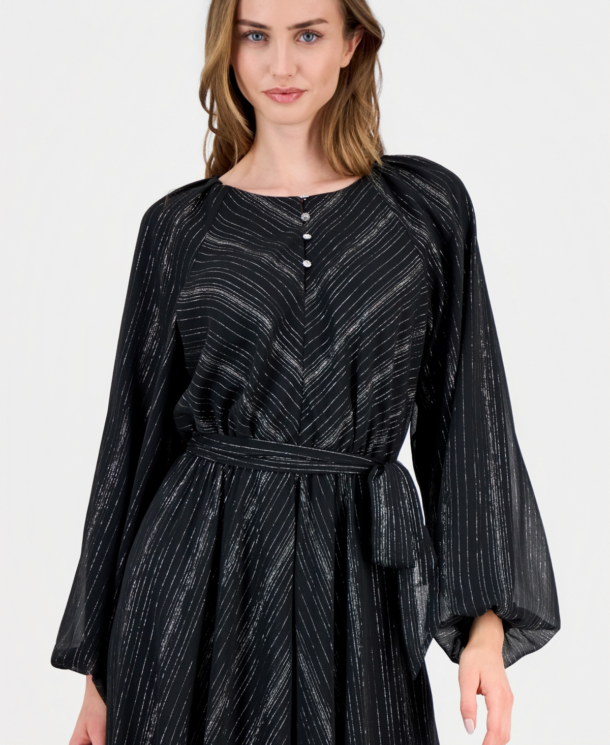 T Tahari Women's Long-Sleeve Fit & Flare Dress