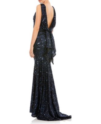 Women's Ieena Sequined Sleeveless Draped Cowl Back Gown