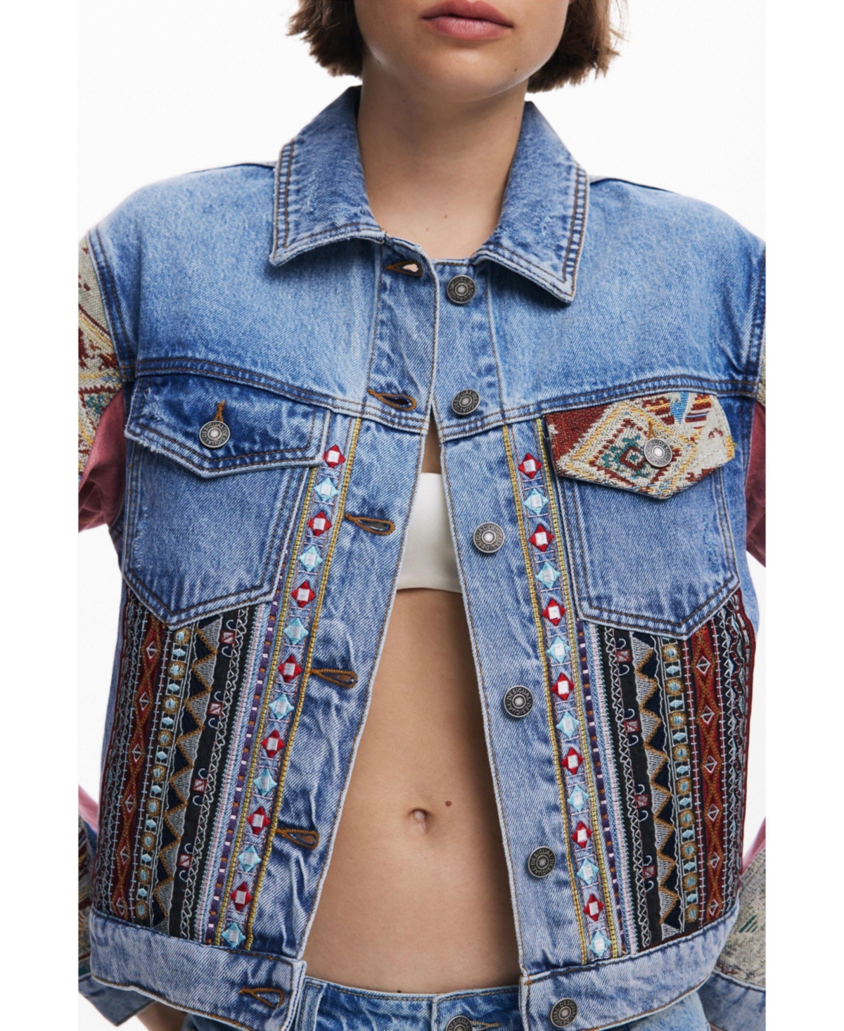 Desigual Women's Boho Denim Jacket In Blue