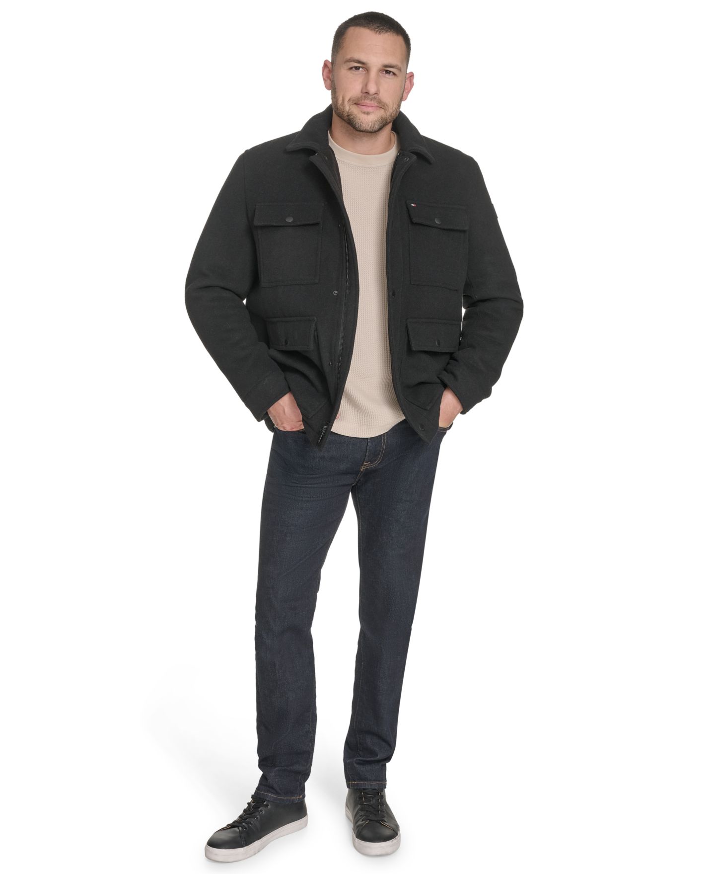 Мужская куртка Tommy Hilfiger Wool Blend Field, цвет: Чёрный — фото 7
