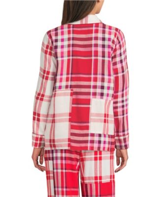 Women's Long Sleeve Flannel Patchwork Pajama Top