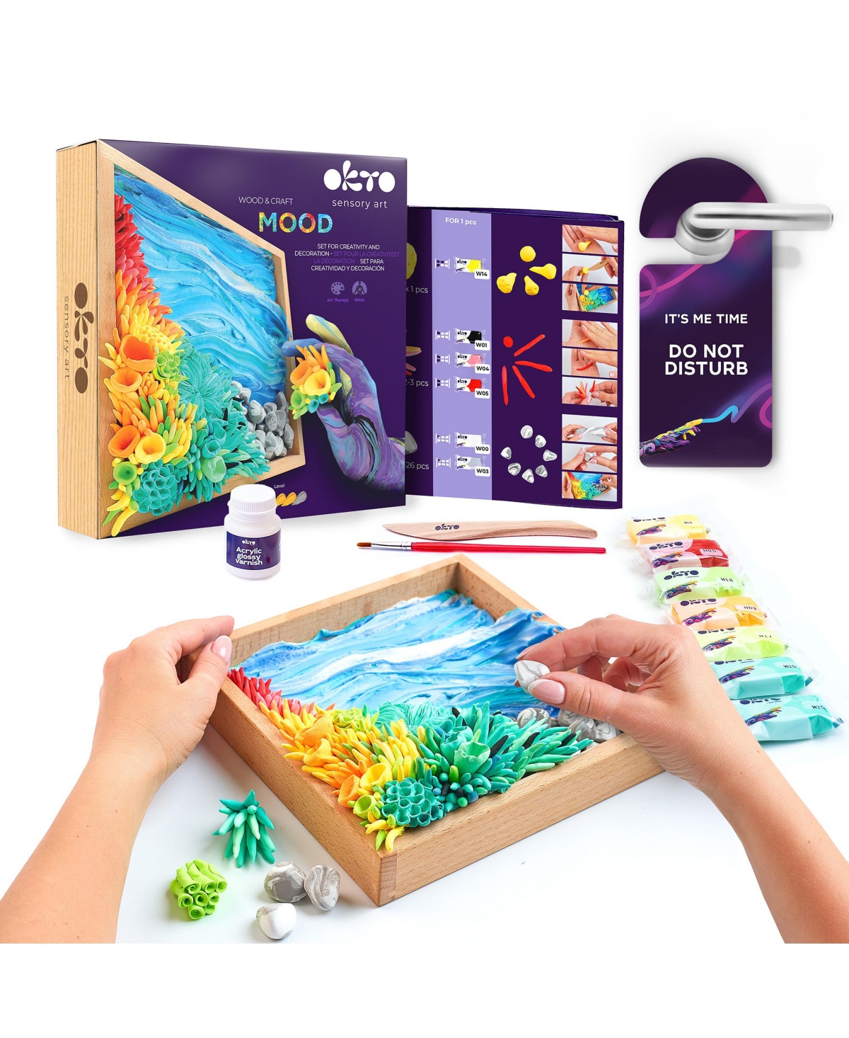 Okto Air-Dry Clay 3D Painting Kit – Mood Ocean Calm (8.3 x 8.3 in)