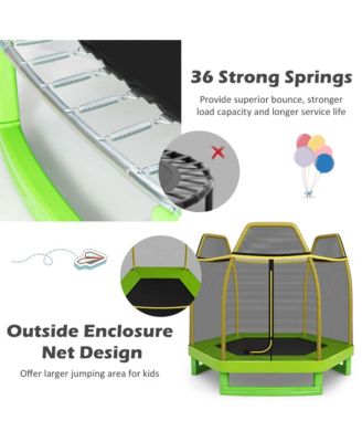 7 FT Kids Trampoline with Safety Enclosure Net Spring Pad Indoor Outdoor Heavy Duty