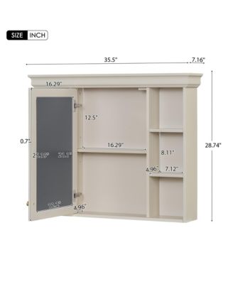 36" Solid Wood Bathroom Vanity with Mirror Cabinet, Adjustable Shelves and Drawers