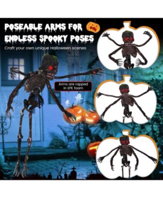6 FT Animated Halloween Decoration Hanging Zombie Light-up Eyes Poseable Arms