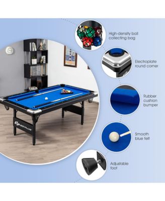 6 FT Billiard Table 76 Inch Foldable Pool Table Perfect for Kids and Adults