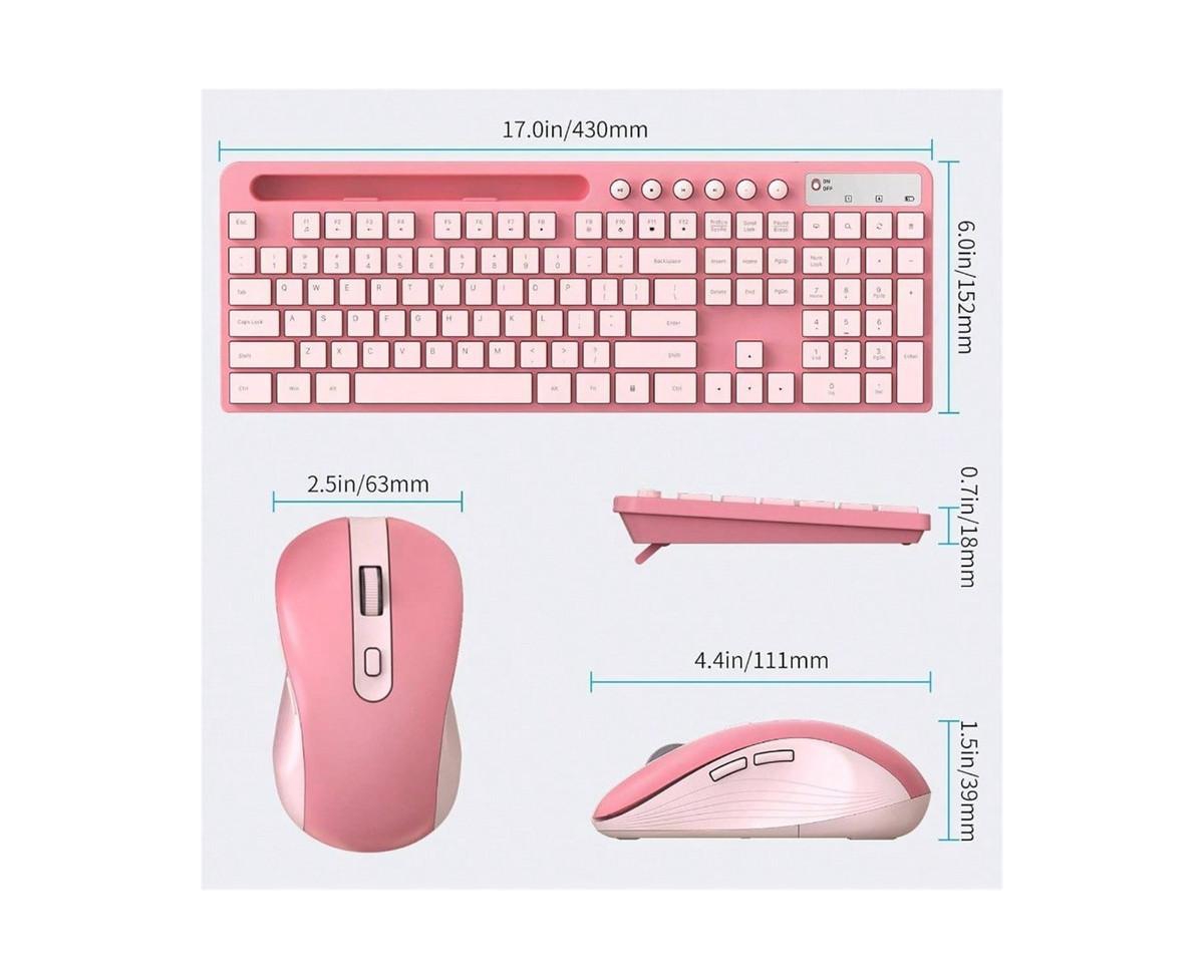 risokeys 2.4G Wireless Computer Keyboard With Phone Tablet Holder And Mouse Combo,