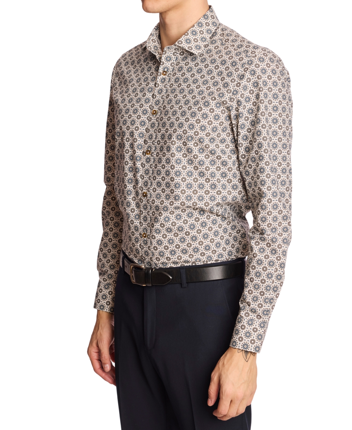 Paisley & Gray Men's Samuel Spread Collar Patterned Shirt